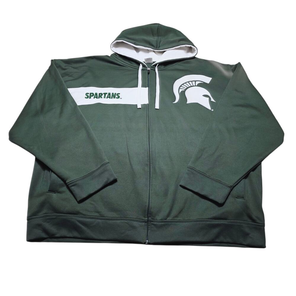 Pro Edge Michigan State Spartans Mens 3XL Green/White Heavyweight Hoodie Faded